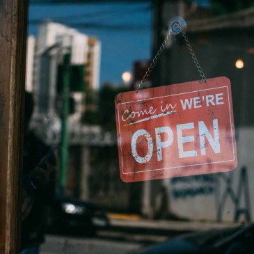 Open for Business door sign